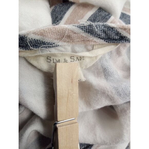 Juniors Sim and Sam Button Down Striped Tie Waist Crop Top Size Large - Picture 6 of 6